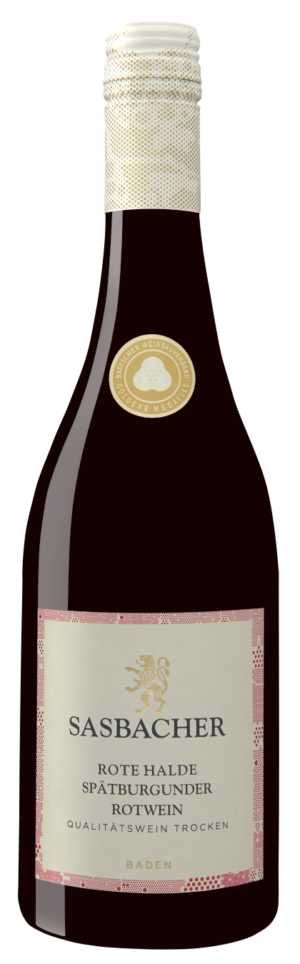 Flaschenabbildung Sasbacher Rote Halde Spätburgunder Rotwein Qualitätswein trocken 0,5-ltr. Flasche